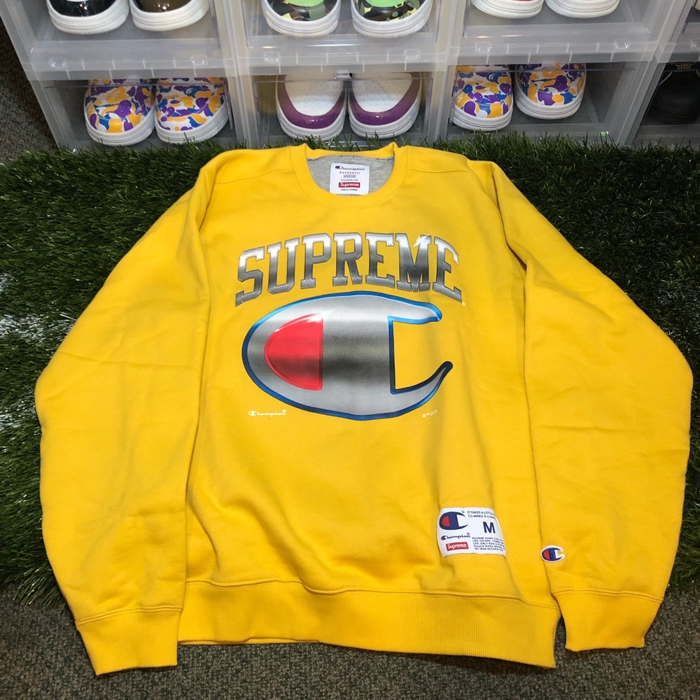 Supreme Champion Chrome Crewneck Sweatshirt Gold